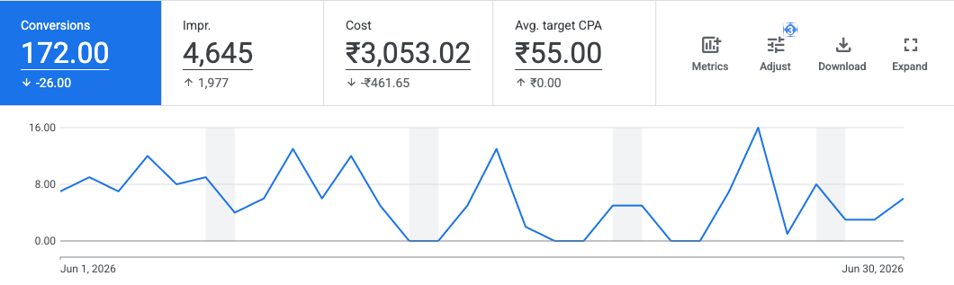 Nature Waterfall Resort Google Ads one-month performance report